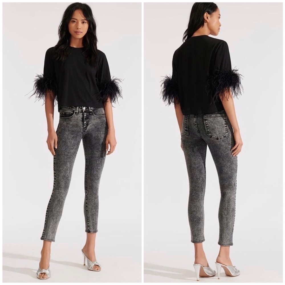 Veronica Beard Acid Wash Gray Skinny Jeans